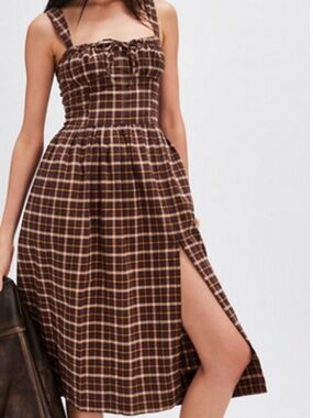 Free People Women's Brown Laters Baby Midi Dress Size Medium